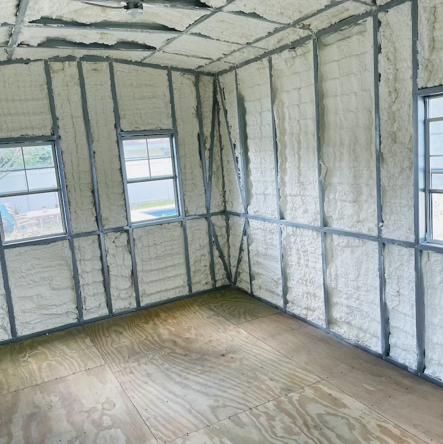 Closed-cell spray foam insulation applied to wall cavities in a residential project in Lyndhurst